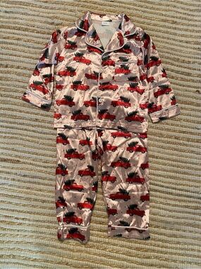 Toddler girl satin button up Christmas PJs